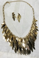 Vintage VCLM Victorian Collection Lee Mode Gold Tone Fringe Necklace Earring Set