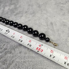 Vintage Black Glass Beaded Necklace Collar Gold-Tone Barrel Clasp