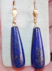 Quality 14K GF 45mm Large Laois Lazuli Tear drop Lever back Earrings