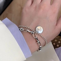 Retro Punk Geometry 925 Sterling Silver Chain Vintage Creative Women Bracelet