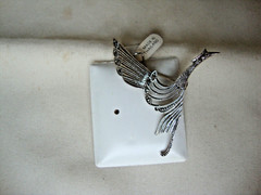 VINTAGE 1970-80s OPENWORK RISING PHOENIX MARCASITE STERLING SILVER STAMP 925 PIN