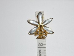 Vintage Antique Gold Pale Blue Enamel Floral Flower Brooch Pin, 1.5″ Inches