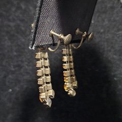 Vintage Chandelier Screw back Earrings Amber & Brown Apricot hues Gold Tone 45mm