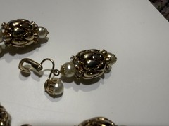 1950s Magic Lantern Gold Tone Rhinestone Earrings Necklace Charm Bracelet Set