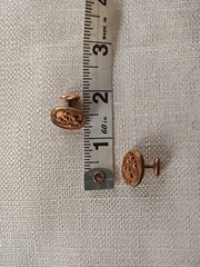 Antique Bespoke 10K Yellow Gold Cufflinks: Art Deco Repousse Ovals, Fixed Back