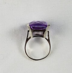 Vintage sterling silver changing color pink lilac stone cocktail ring sz 7.25