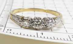 Antique Art Deco 1920’s PPLS 3 Diamond Engagement Ring Size 8.25 UK-Q EGL USA