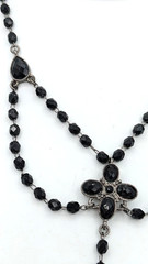 Vintage Style Black Beaded Necklace Gothic Victorian Drop Acrylic Statement