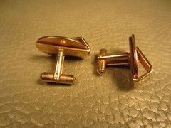 Mid Century Modern Assymetrical Yellow Gold Plated Cuff Links