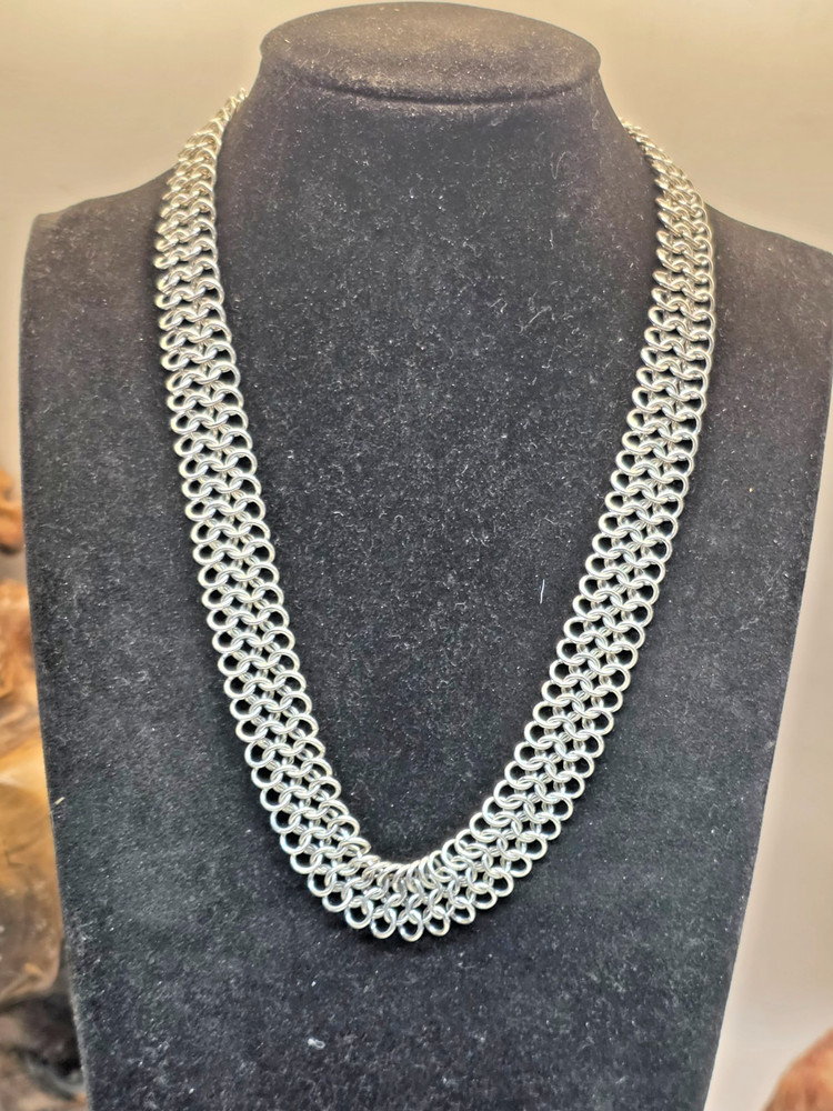Vintage Silver Sterling Chainmail handmade Rolo Link Necklace 48.22g 18″