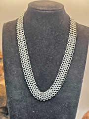 Vintage Silver Sterling Chainmail handmade Rolo Link Necklace 48.22g 18″