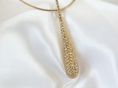 Dallas Prince Gold on Sterling Silver Modernist Marcasite Pendant Necklace