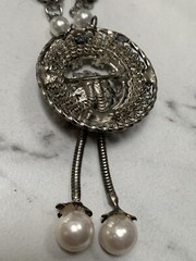 VINTAGE silver tone CRYSTAL AB rhinestone DROP NECKLACE chain SPARKLY Faux pearl