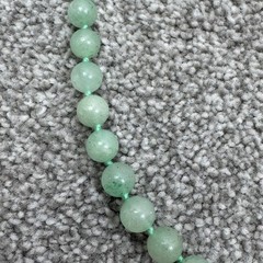 Vintage Green Jade Knotted 8mm Bead Necklace 25″