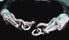 Barry Kieselstein Cord 925 Silver Alligator Head Braided Leather Choker Necklace