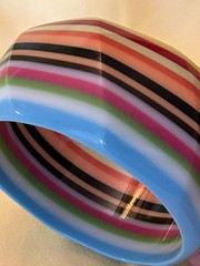 Vintage 1990s Layered Striped Colorful Designer Bangle Bracelet