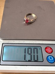 VINTAGE SOLID 10K GOLD RUBY RED WHITE CZ CUBIC ZIRCONIA RING ENGAGEMENT WEDDING