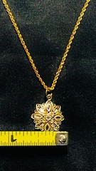 Signed Michael Anthony 14K Gold Two Tone Floral Pendant 18” Rope Chain 3.3g