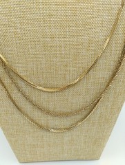 32″-34″Monet Gold Tone Triple Strand Layered Chain Statement Necklace