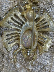 Vintage Hobe Bug Brooch Opal Stone Marked 1-1/2 “