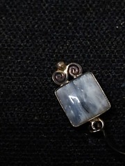 Antique Sterling Gemstone Square Earrings .5 Inches