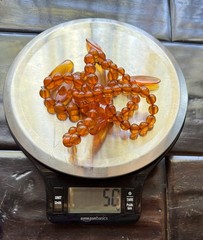 26” Vintage Honey Amber Catalin Bakelite Necklace w/ 6 Drops 50g