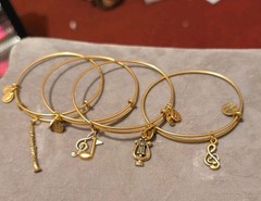 Alex & Ani Lot Of 4 Musical Charms Harp Flute & Symbols bracelets