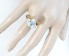 Sterling Silver 925 Natural Heated Blue Topaz Ring Size 7