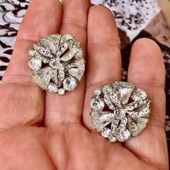 VINTAGE WEISS SIGNED CLEAR TAPERED BAGUETTE RHINESTONE EARRINGS X2