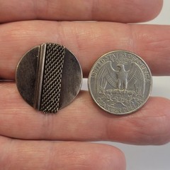 Vintage Sterling Silver Modernist Art With Mesh Wire Strip Clip On Earrings