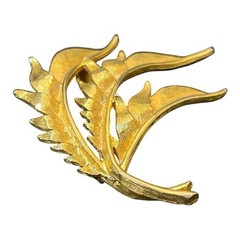 Vintage Gold Tone Fern Leaf Brooch Textured 2.25in