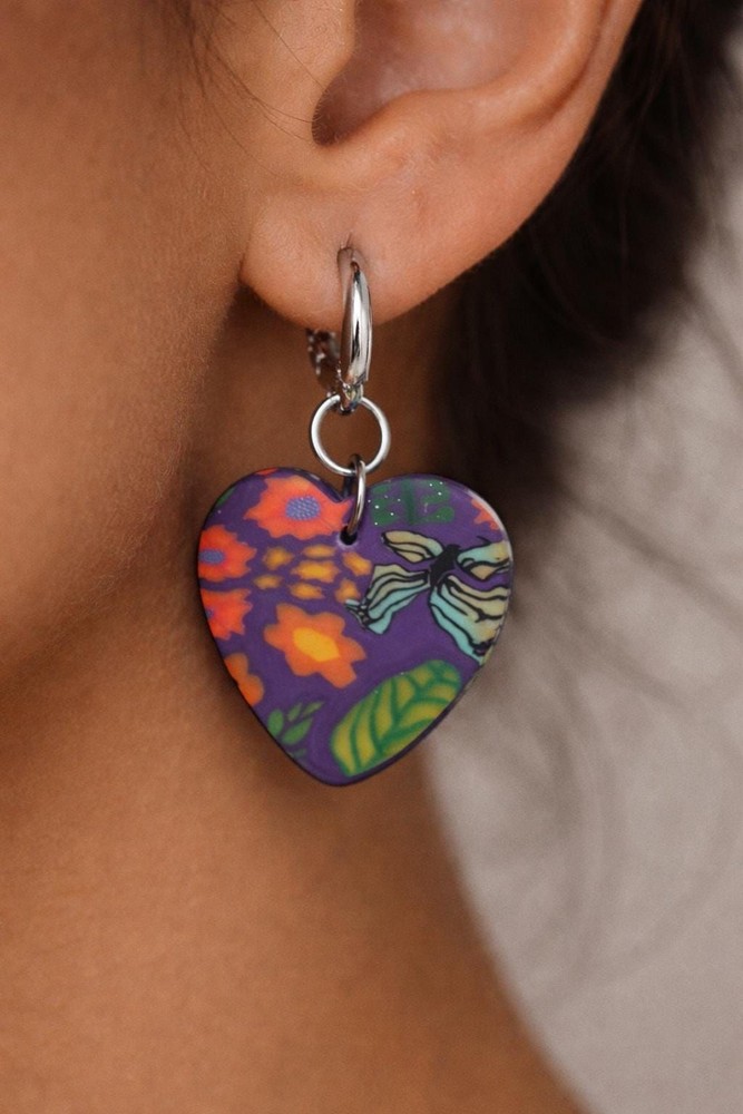 Handmade Polymer Clay Heart Earrings | Colorful Lightweight Gift for Her