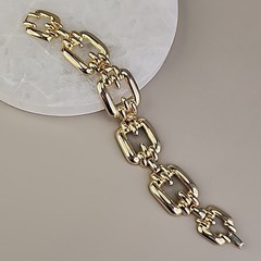Vintage Chain Bracelet 21mm Glossy Gold Tone 7.25″