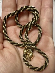 Vintage Trifari Gold And Black Silk Cord Rope Chain