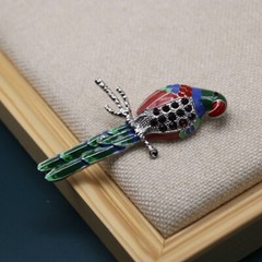 Antique Vintage Palace Style Animal Bird Brooch Multi-color Glaze Cute Birds Pin
