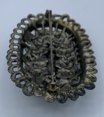 Large Antique 1920’s Victorian Three Rose Handmade Pot Metal Brooch No Brand