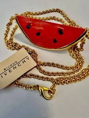 Vintage GIVENCHY Paris New York Red Watermelon Slice Necklace NWT