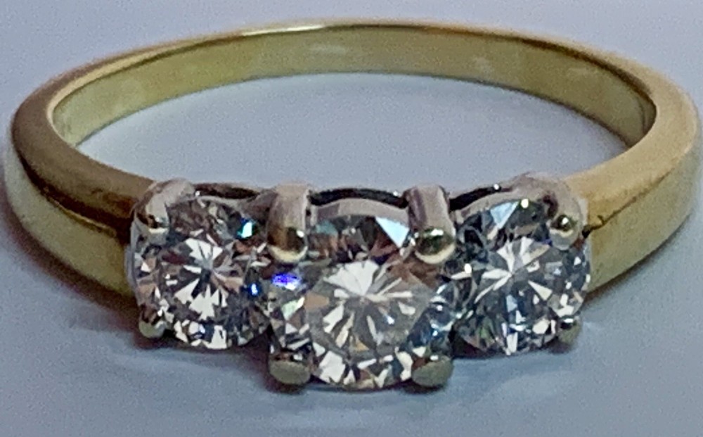 18k Yellow & White Gold Diamond Ring, Natural Earth Diamonds, Vintage, Estate
