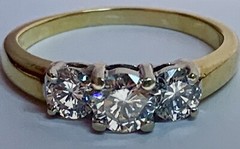 18k Yellow & White Gold Diamond Ring, Natural Earth Diamonds, Vintage, Estate