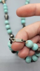 vintage carol Dauplaise silver tone turquoise color round beaded necklace N1D