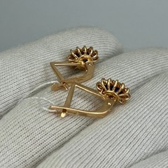 Vintage Original Natural Sapphire & Diamond Rose Gold Earrings 585 14K 2.45 g.