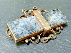 RARE ANTIQUE 14K SCOTTISH DENDRITIC (MOSS) AGATE BROOCH M940