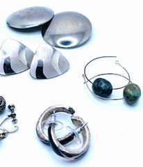 Lot 10 Vtg Silvertone 1980s 1990s Hoop Stud Dangle Earrings, Cute Dolphins