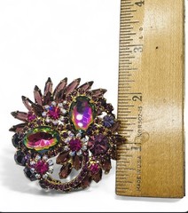 Vintage Verified D&E Juliana Pink Watermelon Vitrail Glass Rhinestone Brooch
