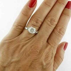 Art Deco Style Asscher Cut Lab Created Diamond Engagement Ring 14K White Gold FN