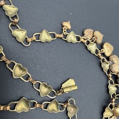 Pididdley Links Signed Loaded Heart Charm Necklace Gold Tone 24” C81