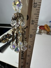 Vintage Necklace Tassel Crystal Pendant Filigree Cap Chain 1950s AB 28in