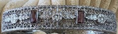 1920s Deco Filigree Bracelet JH PECKHAM Hinged Bangle Amethyst Paste Rhodium