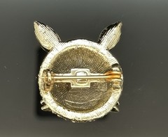 VTG Cat Head Rhinestone Studded Aurora Borealis 1″ Brooch Pin