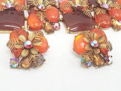 Selro Selini 1970s Orange Jelly Jewel AB Bracelet & Earrings Set Signed!